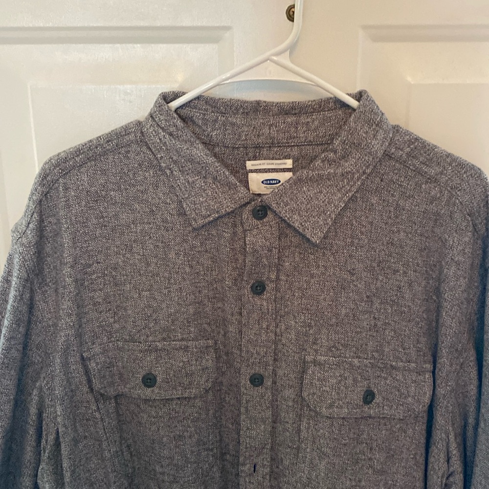 Old Navy LS Qxford Heather Grey Button Down XXL